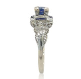 14k Art Deco Filigree .57ct Sapphire Ring w/Lab-Created Accent Stones (#J6806)