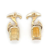 Nouveau Style 14k Yellow Gold 9.06ct Genuine Natural Citrine Earrings (#J5915)