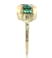 14k Yellow Gold 2.94 Carat Green Genuine Natural Tourmaline Ring 5.25 (#J6925)