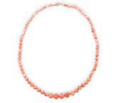 Genuine Natural Coral Bead Necklace w/ 14k Gold Clasp Grad. Beads 18 7/8" #J7577