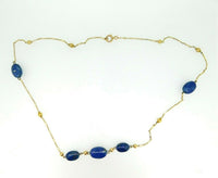 Art Deco Genuine Natural Sodalite Necklace with 9k Gold Paperclip Chain (#J5033)