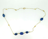 Art Deco Genuine Natural Sodalite Necklace with 9k Gold Paperclip Chain (#J5033)