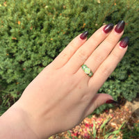 14k Yellow Gold Ring with Australian Opals and Green Tsavorite Garnets (#J6457)