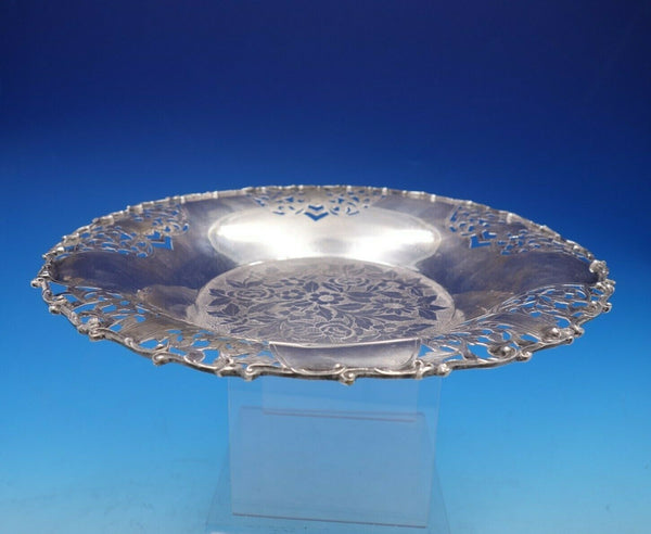 Italian 800 Silver Fruit Bowl with Engraved and Pierced Floral Designs (#4291)