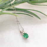 14k White Gold .33ct Oval Genuine Natural Emerald and Diamond Pendant (#J7390)