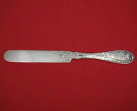 Coin Silver Tea Knife Flat Handle All Coin Silver Bright-Cut with Ivy 7 3/4"