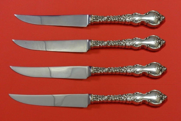 Du Barry by International Sterling Silver Steak Knife Set 4pc 8 1/2" Serr Custom