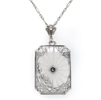 14k Gold Filigree Genuine Natural Rock Crystal Diamond Pendant Orig Chain #J6198