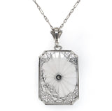 14k Gold Filigree Genuine Natural Rock Crystal Diamond Pendant Orig Chain #J6198