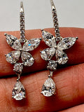 Anna Zuckerman Luxury Lab CZ Diamond  Crystalline Earrings Platinum 925S New
