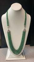 14k Gold 300 Carat Genuine Natural Emerald Bead Multi Strand Necklace (#J5399)