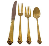 Damask Rose by Oneida Sterling Silver Flatware Service 12 Set Vermeil Gold
