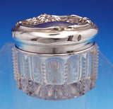 Art Nouveau Sterling Silver Glass Dresser Jar w/ Daisies 1 3/4" x 2 1/8" (#9236)