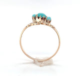 10k Rose Gold 3 Stone Genuine Natural Turquoise Ring Size 5.5 Jewelry (#J6359)