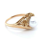 14k Yellow Gold 7mm Akoya Pearl Flower Ring (#J4976)