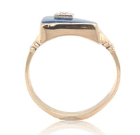 10k Gold Men's Ring w/ Genuine Natural Blue Onyx and Diamond NOS Size 8 (#J6629)