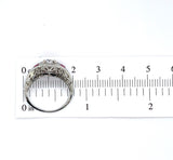 18k Gold Filigree .30ct Diamond Ring with Synthetic Lab-Created Rubies (#J5826)