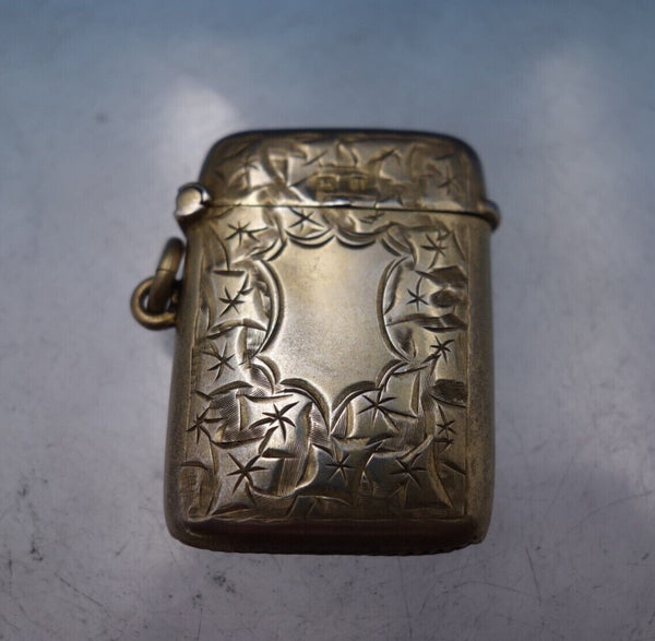 Smith and Bartlam English Estate Sterling Silver Match Safe Vermeil Ivy #6842-2
