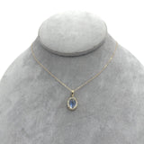 14k Yellow Gold 1.84 Carat Blue Flash Genuine Moonstone Diamond Pendant (#J7334)