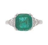 18k White Gold 2.23 Carat Genuine Natural Emerald Diamond Ring Size 6.5 (#J7011)