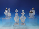 Silverplate Cruet Set 7 Piece with Footed Caddy and 6 Glass Bottles (#6489)