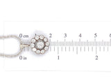 European 14k Gold and Silver Rosette Genuine Natural Diamond Pendant (#J6628)