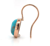 14k Rose Gold 4.45ct TW Genuine Natural Kingman Turquoise Drop Earrings (#J6114)