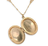 14k Yellow Gold Oval Locket w/Engraved Design on Fancy Cast Link Chain (#J7182)