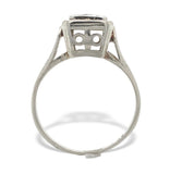 18k White Gold Art Deco Genuine Natural Diamond RIng Hand Engraved 5 (#J7290)
