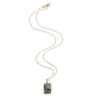 14k Yellow Gold 7.26 Carat Genuine Natural Moss Agate Pendant w/ Chain (#J7259)