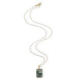 14k Yellow Gold 7.26 Carat Genuine Natural Moss Agate Pendant w/ Chain (#J7259)