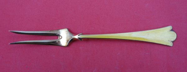 Lilje by Th. Olsens Sterling Silver Pickle Fork vermeil enameled yellow 5 3/8"