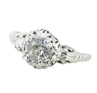 14k White Gold Art Deco .75ct Genuine Natural Diamond Filigree Ring (#J4432)