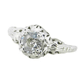 14k White Gold Art Deco .75ct Genuine Natural Diamond Filigree Ring (#J4432)