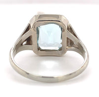 14k White Gold Filigree 3.12 Carat Genuine Natural Aquamarine Ring (#J7158)