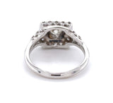 Vintage 14k White Gold Genuine Natural Diamond Ring w/Square Halo Design #J6453