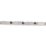 14k Gold Art Deco Genuine Sapphire Link Bracelet Guilloche Engraved (#J6504)