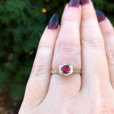 Art Deco 14k White Gold .49ct Genuine Natural Ruby Ring Hand Engraved (#J6388)