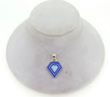 14k White Gold Genuine Natural Opal and Lapis Intarsia Pendant (#J4208)