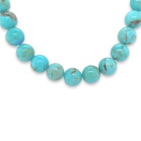 8mm Kingman Genuine Natural Turquoise Bead Strand Necklace 26 1/2" (#J6762)