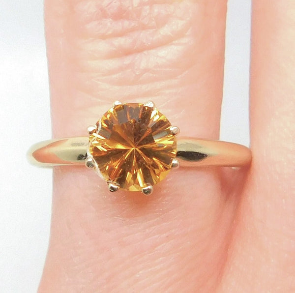 14k Solitaire Ring w/Specialty Concave Cut 1.05ct Genuine Natural Citrine #J3857