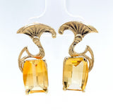 Nouveau Style 14k Yellow Gold 9.06ct Genuine Natural Citrine Earrings (#J5915)