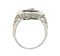 14k Gold Filigree Genuine Natural Rock Crystal Diamond Ring Size 5 (#J6496)
