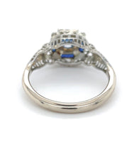 14k Art Deco Filigree .57ct Sapphire Ring w/Lab-Created Accent Stones (#J6806)