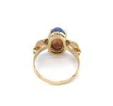 14k Yellow Gold Art Nouveau 3 Carat Genuine Natural Black Opal Ring (#J5332)
