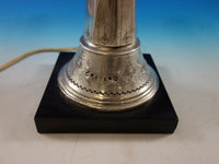 Sterling Silver Vintage Lamp with Stone Base c. 1930 28" Tall (#6196)
