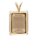 14k Gold Pendant with Large Emerald Cut Genuine Champagne Smoky Quartz (#J7544)