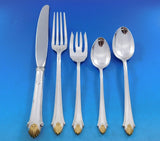Edgemont Gold by Gorham Sterling Silver Flatware Set for 12 Dinner 64 pcs Unused