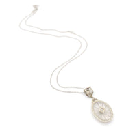 14k Gold Filigree Genuine Natural Rock Crystal Diamond Pendant w/ Chain (#J6499)