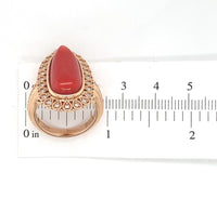 18k Rose Gold 12.05ct Genuine Natural Coral Ring with .32ct Diamonds (#J6180)